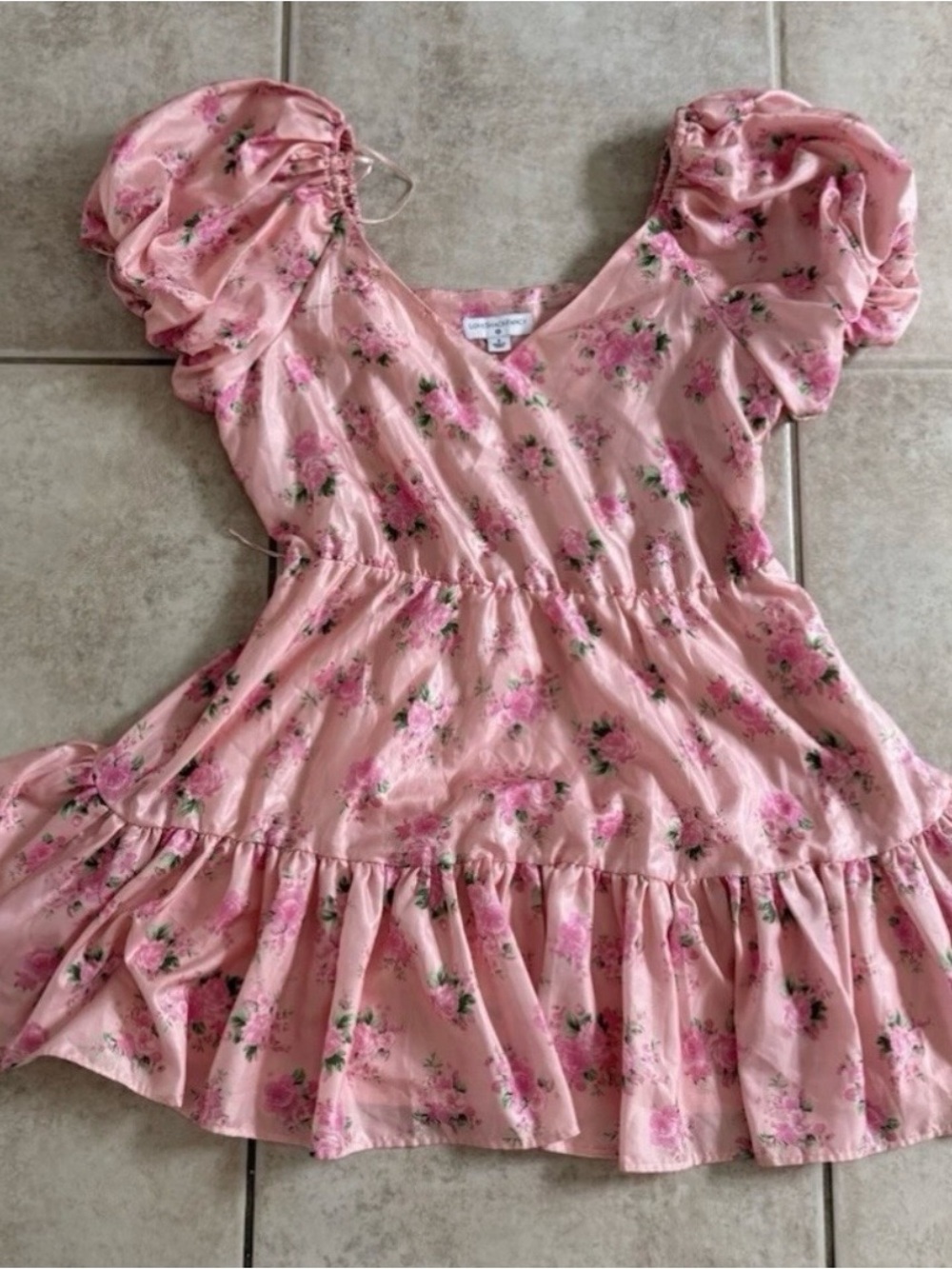 LoveShackFancy x Target Floral Puff Sleeve Cecile Mini Dress In Pink Size 8